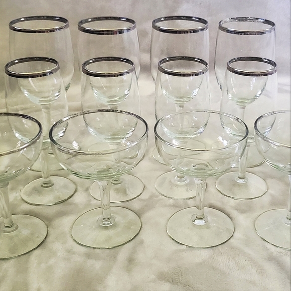 Silver Rimmed Wine Glasses - Picture 2 of 5